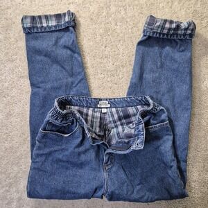 LL Bean Flannel Lined Jeans Womens 12 MT Blue Denim Relaxed Outdoor Work Camp